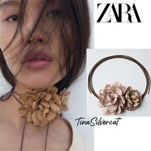 Zara Flower Collar Pale Pink NWT